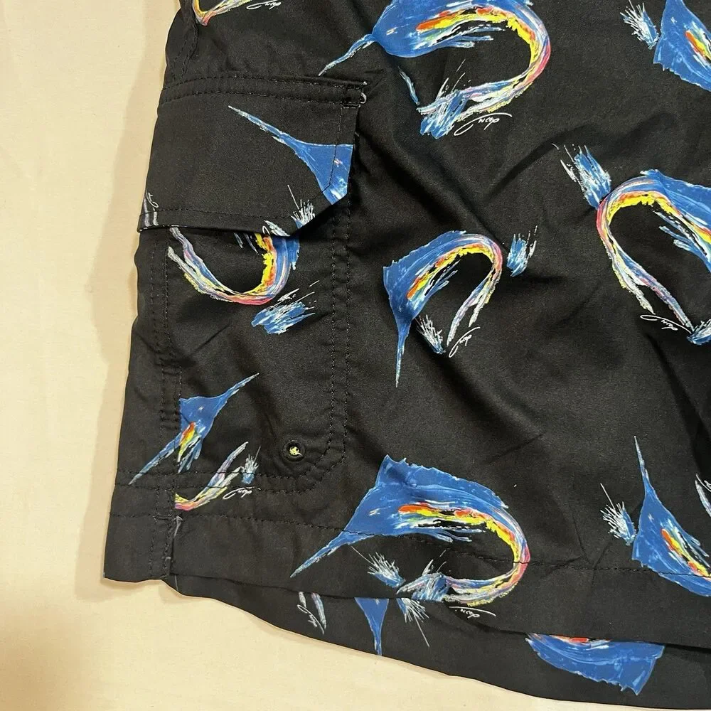 Tommy Bahama Swim Trunks Shorts Mens 2XLB Big & Tall Blue Abstract Pattern Mesh